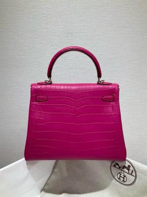 wholesale quality hermes kelly 25 matte niloticus crocodile j5 rose scheherazade phd